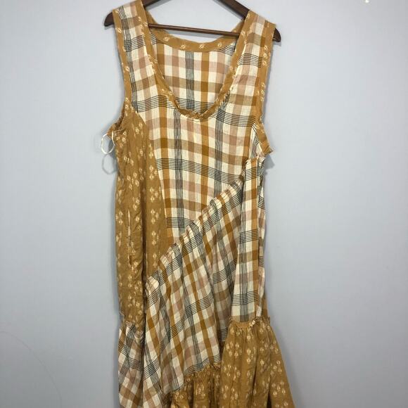 Free People No Stress Midi Dress Plaid Mixed Print in Autumn Size M - Picture 7 of 11